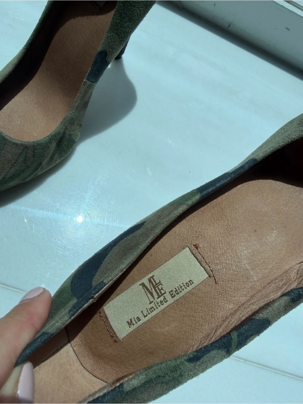 Mia Shoes Camo Pointed-Toe Stiletto Pumps - Green, Brown, Black